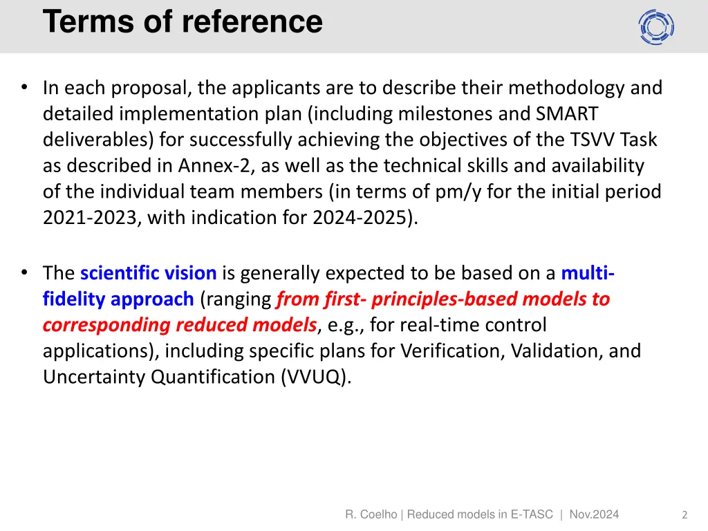 terms of reference