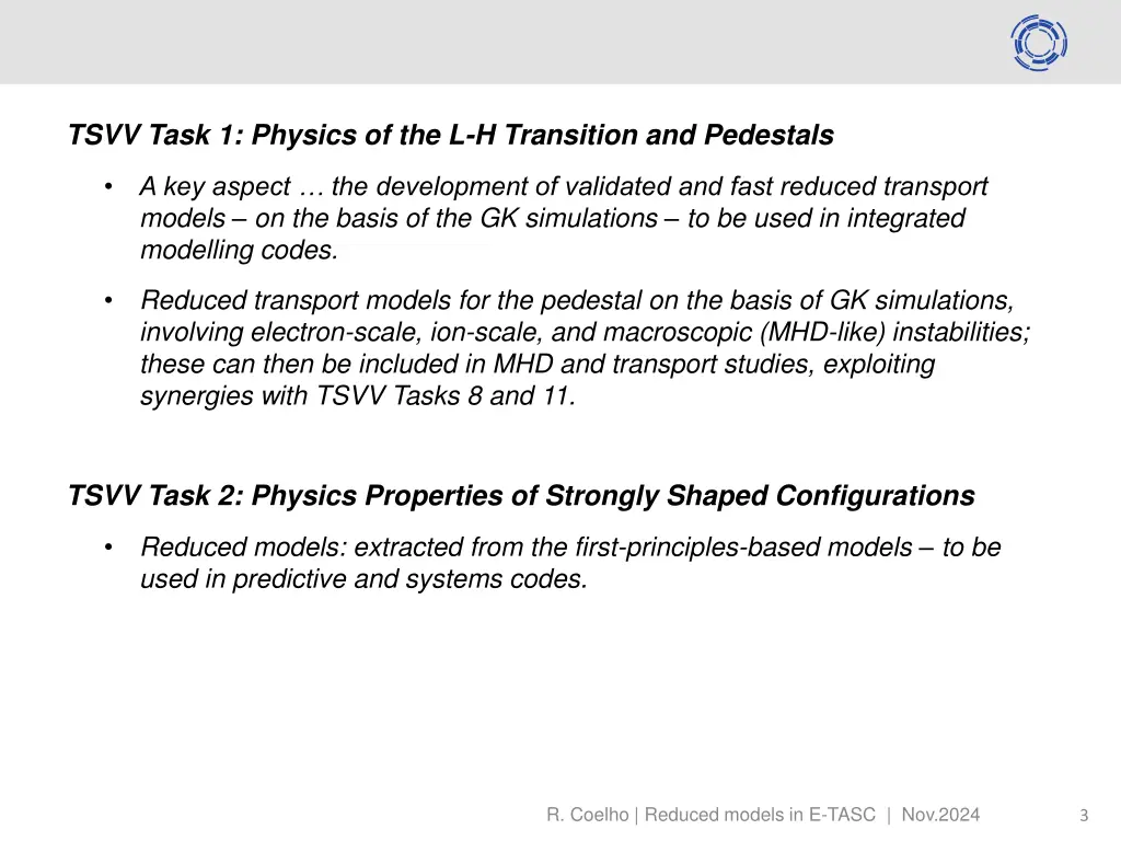 tsvv task 1 physics of the l h transition