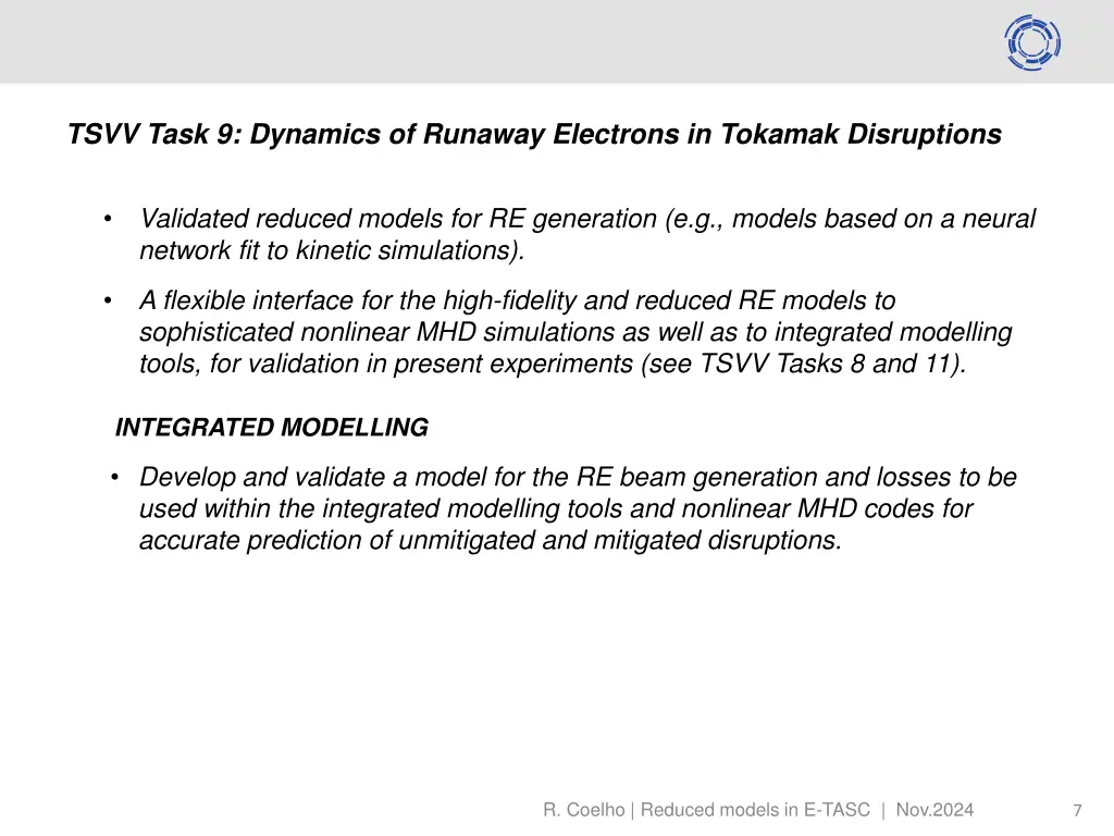tsvv task 9 dynamics of runaway electrons