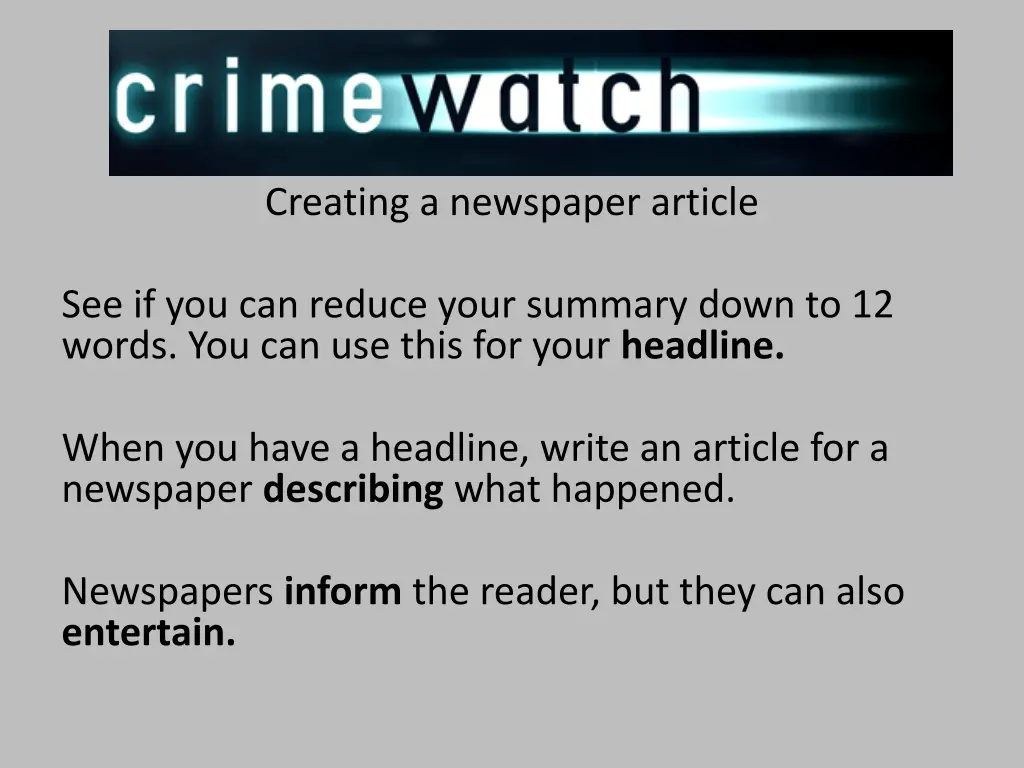 creating a newspaper article