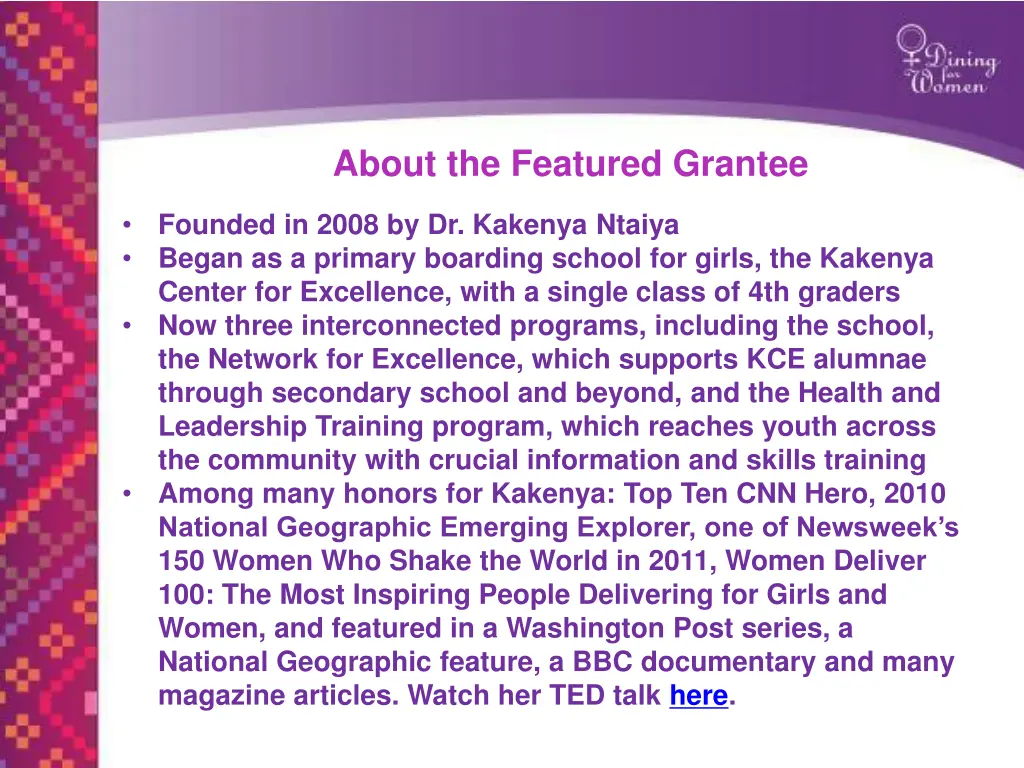 about the featured grantee