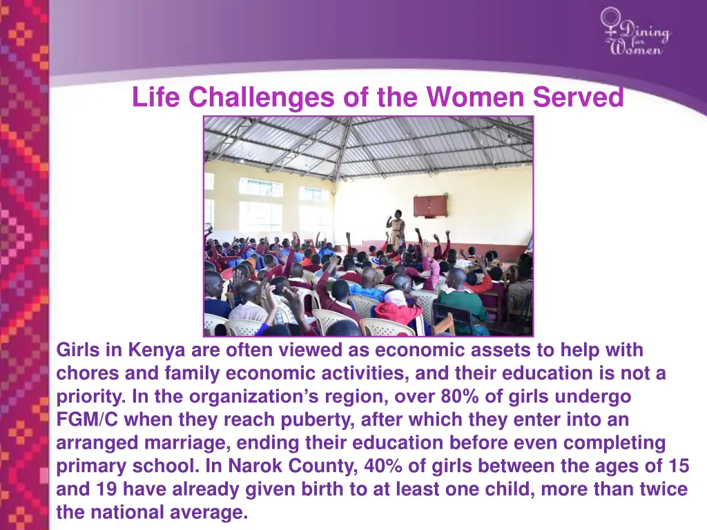 life challenges of the women served