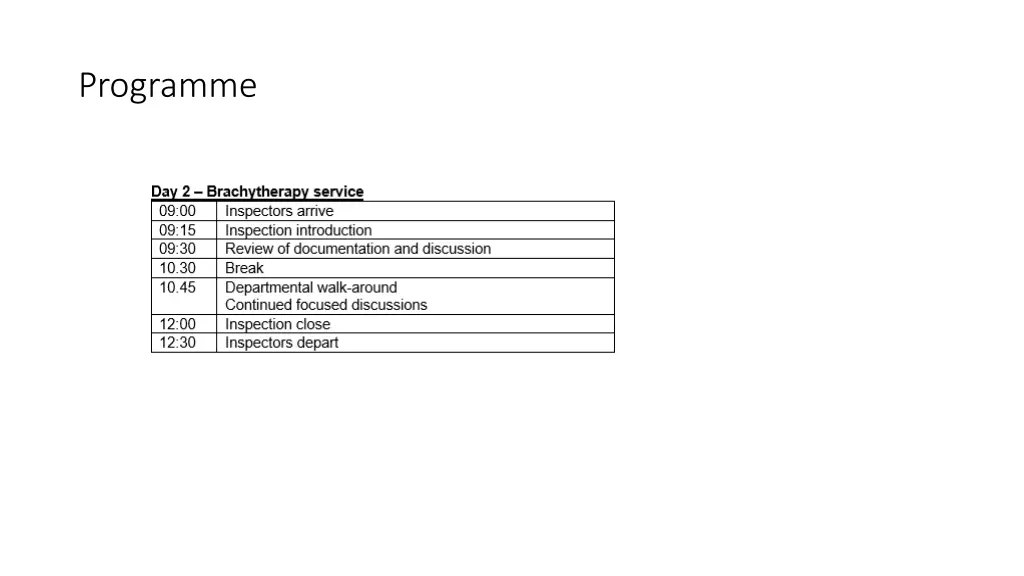 programme