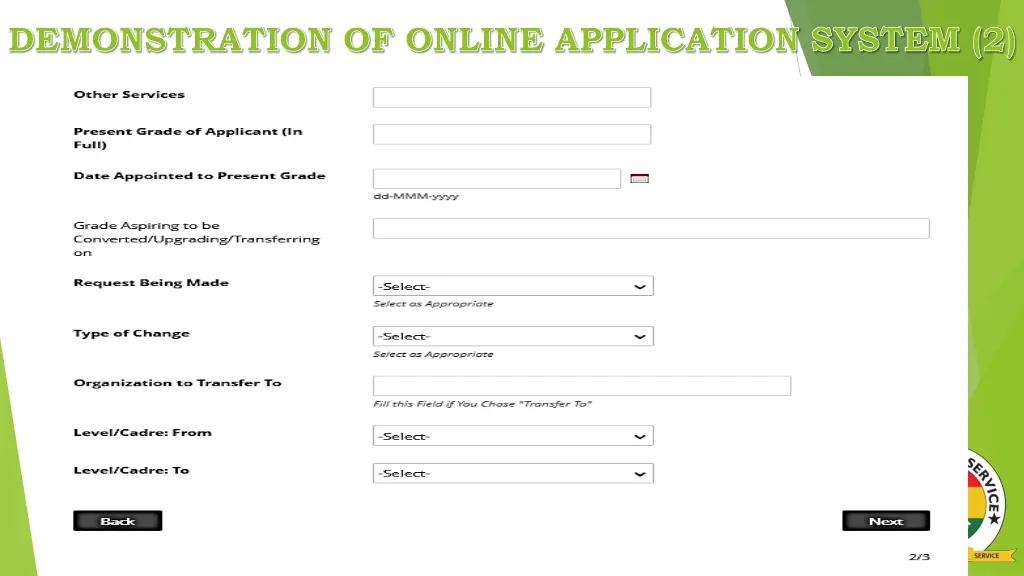 demonstration of online application system 2 1