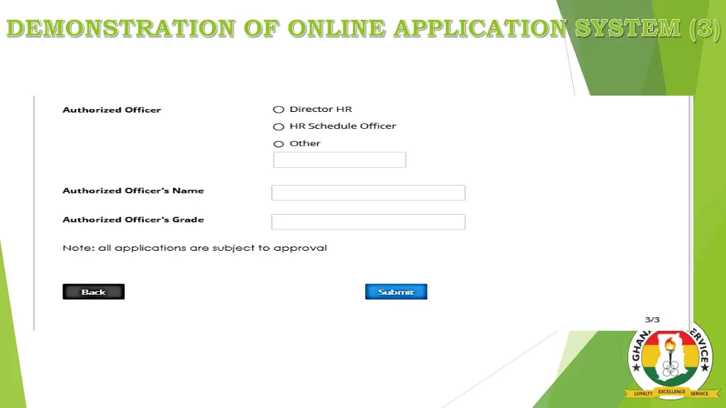 demonstration of online application system 3 2
