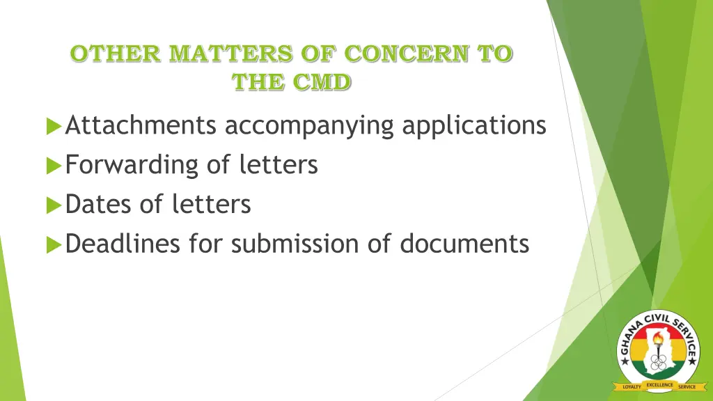 other matters of concern to the cmd 1