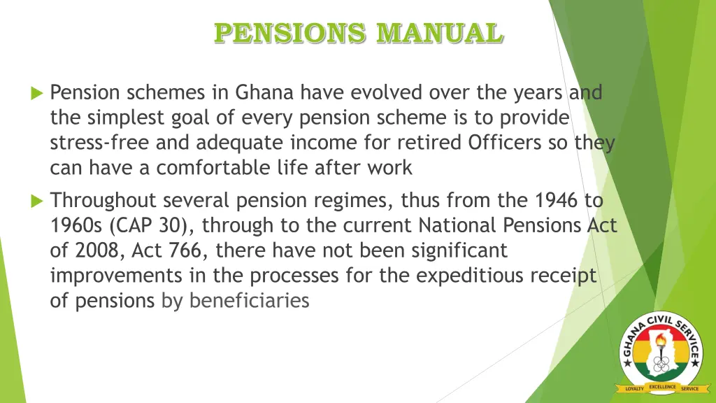 pensions manual