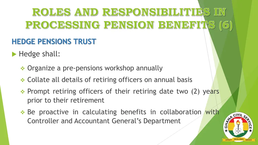 roles and responsibilities in processing pension 4