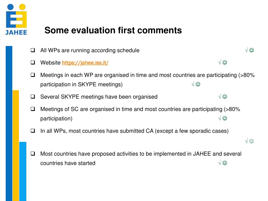 some evaluation first comments