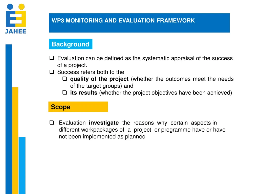 wp3 monitoring and evaluation framework