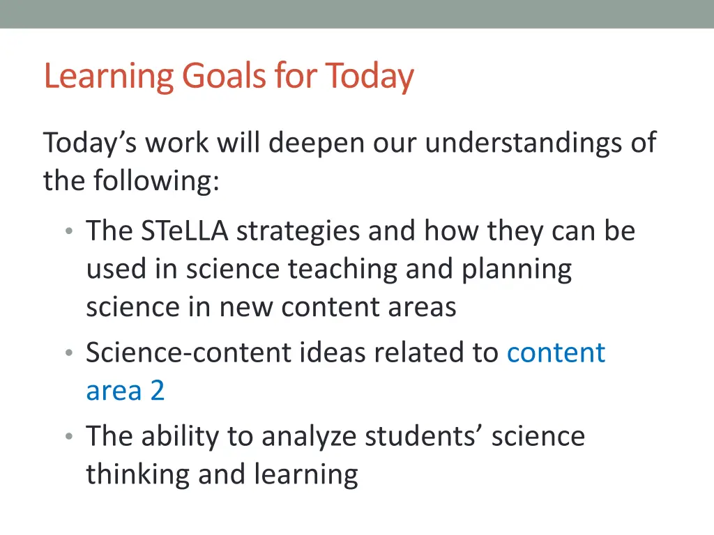 learning goals for today