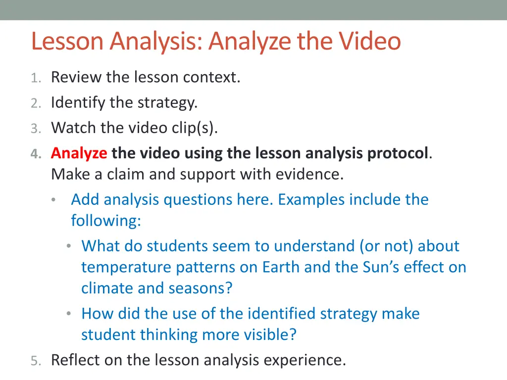 lesson analysis analyze the video