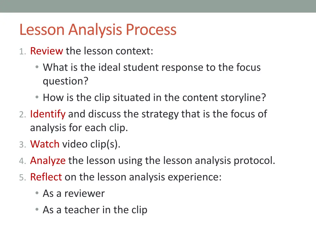 lesson analysis process