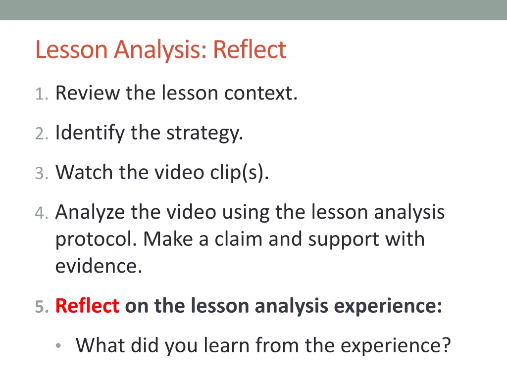 lesson analysis reflect