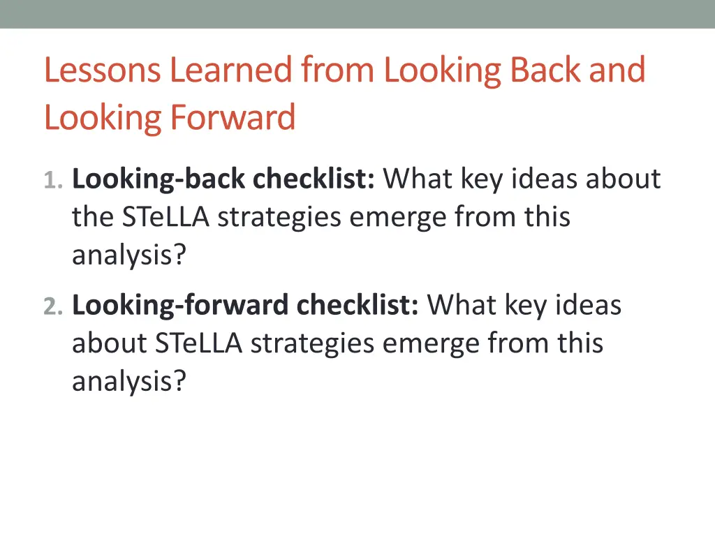 lessons learned from looking back and looking