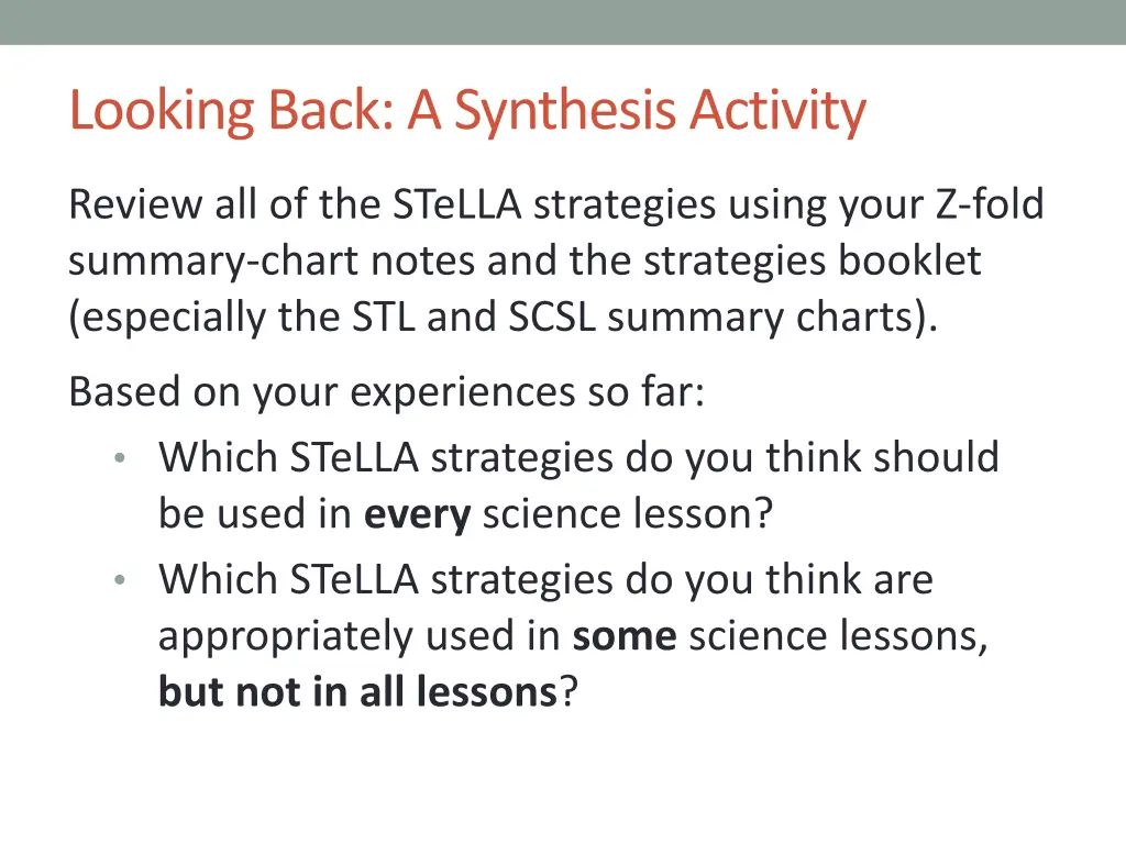 looking back a synthesis activity