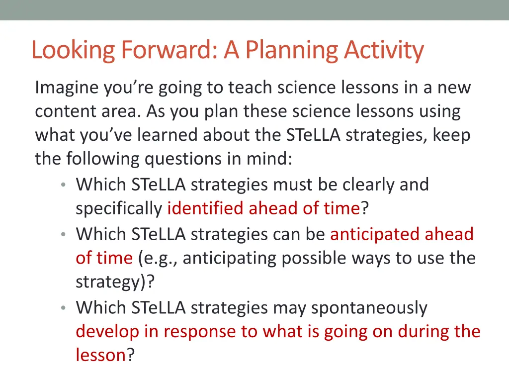 looking forward a planning activity