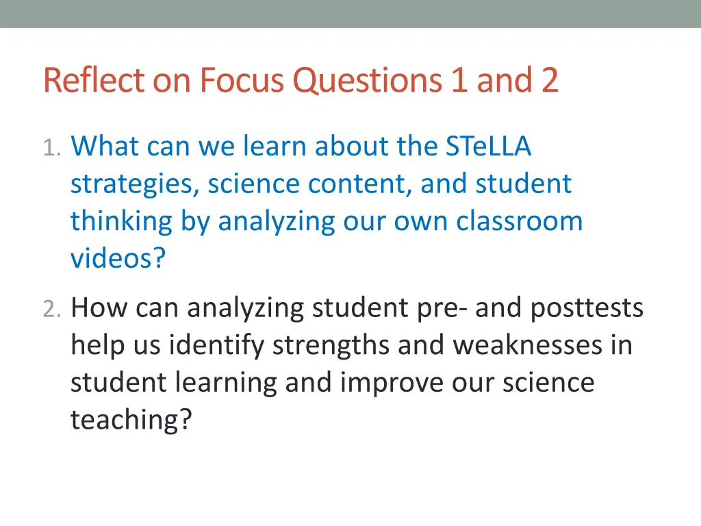 reflect on focus questions 1 and 2