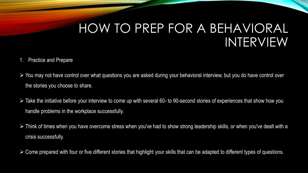 how to prep for a behavioral 1