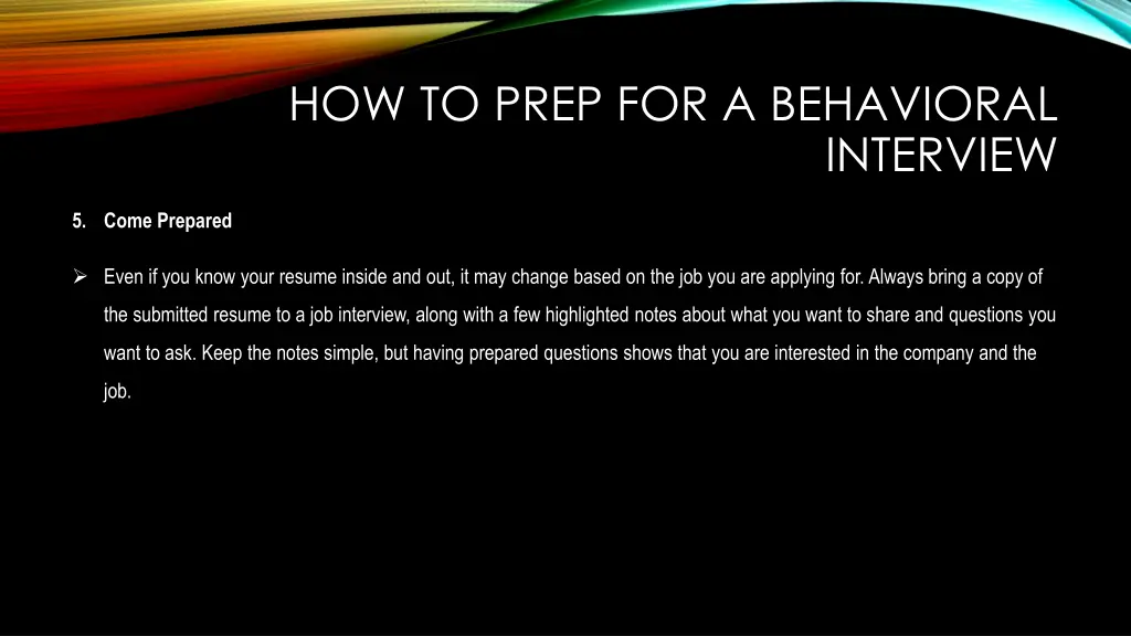 how to prep for a behavioral 5