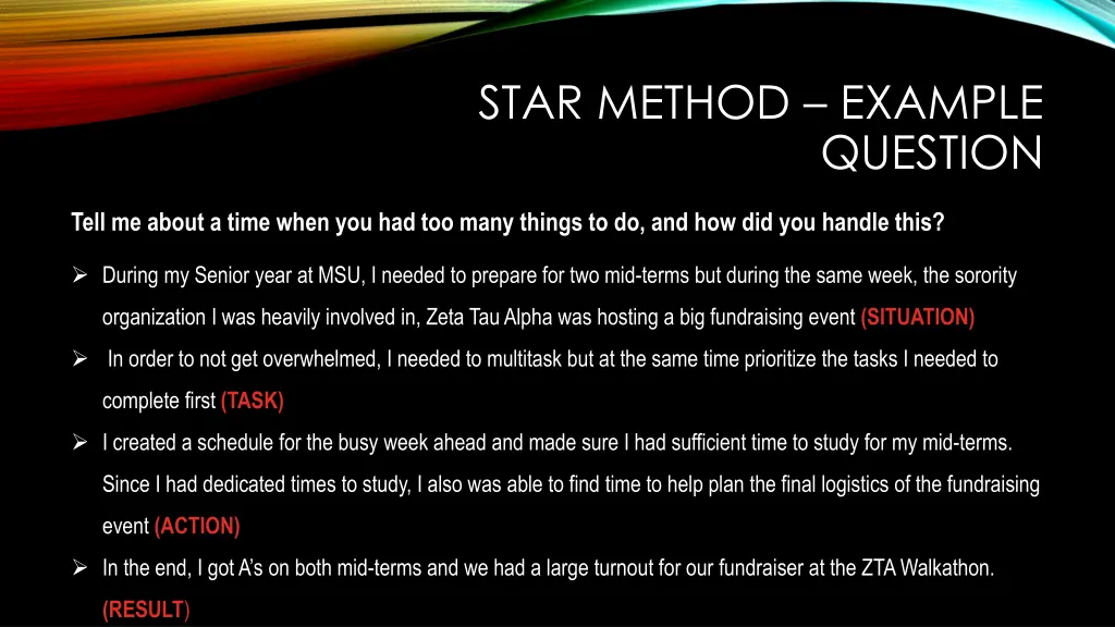 star method example