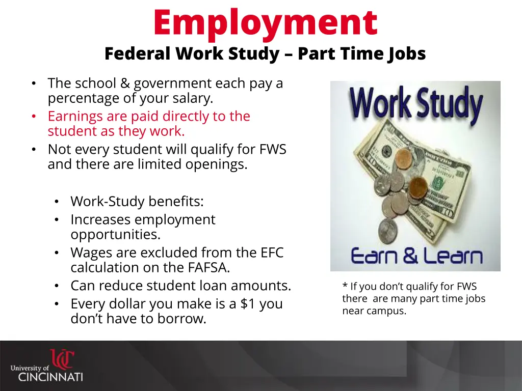 employment federal work study part time jobs