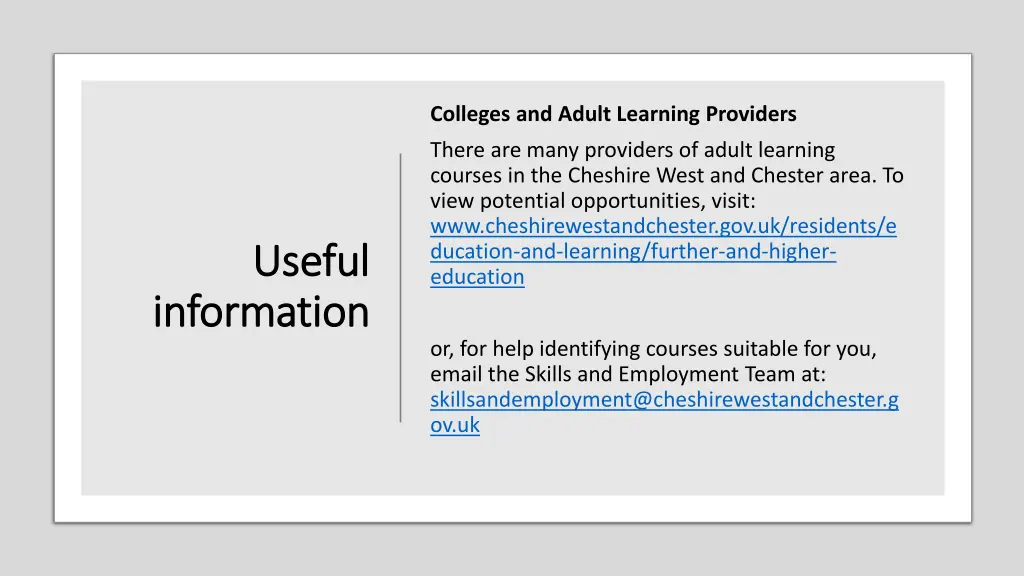 colleges and adult learning providers