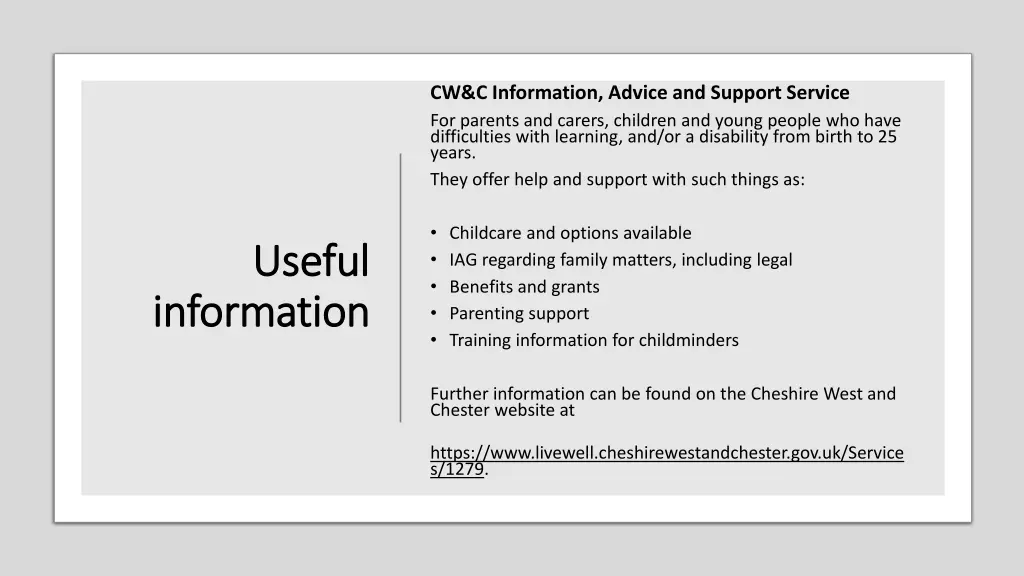 cw c information advice and support service