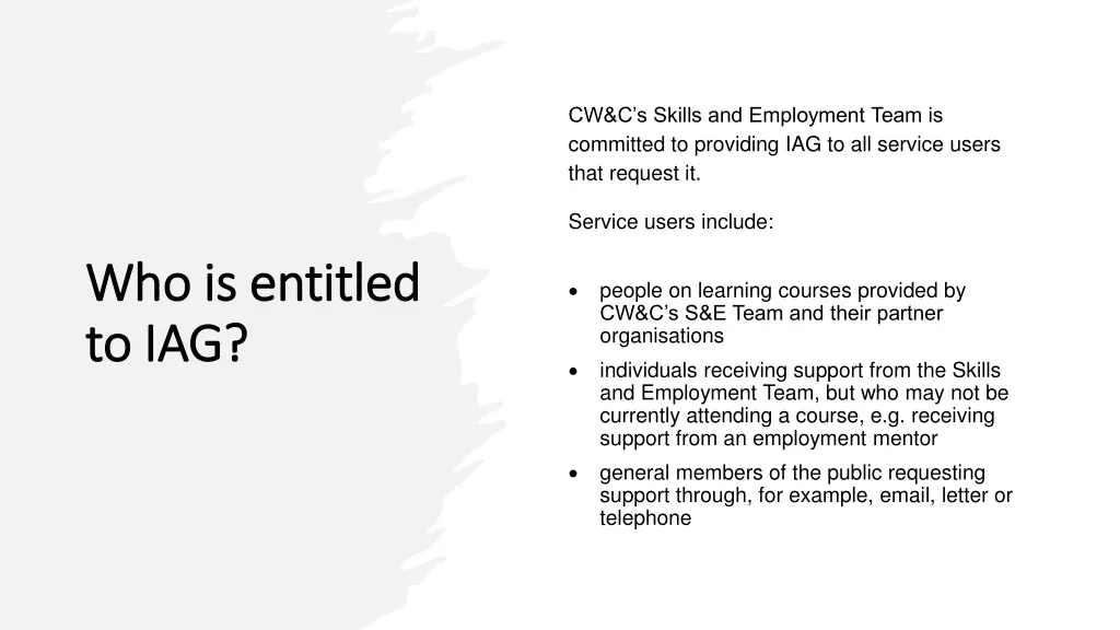 cw c s skills and employment team is committed