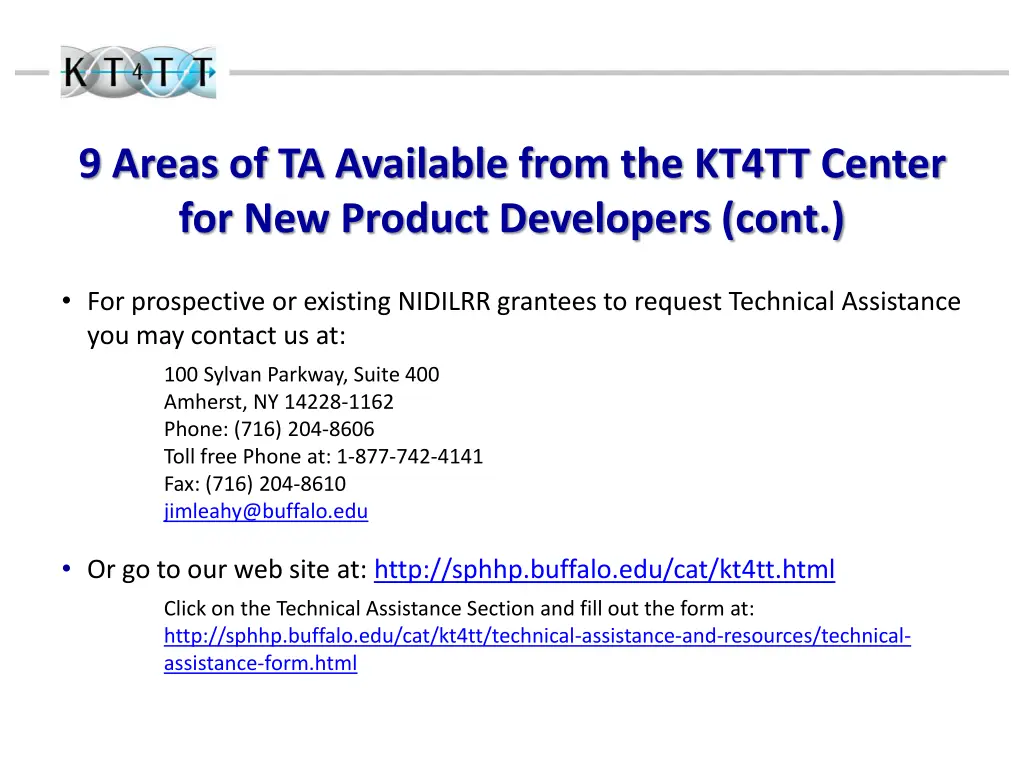 9 areas of ta available from the kt4tt center 2