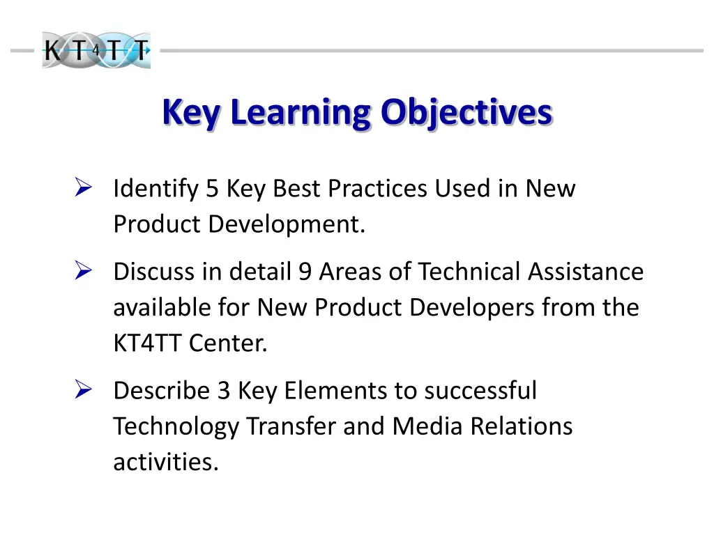 key learning objectives