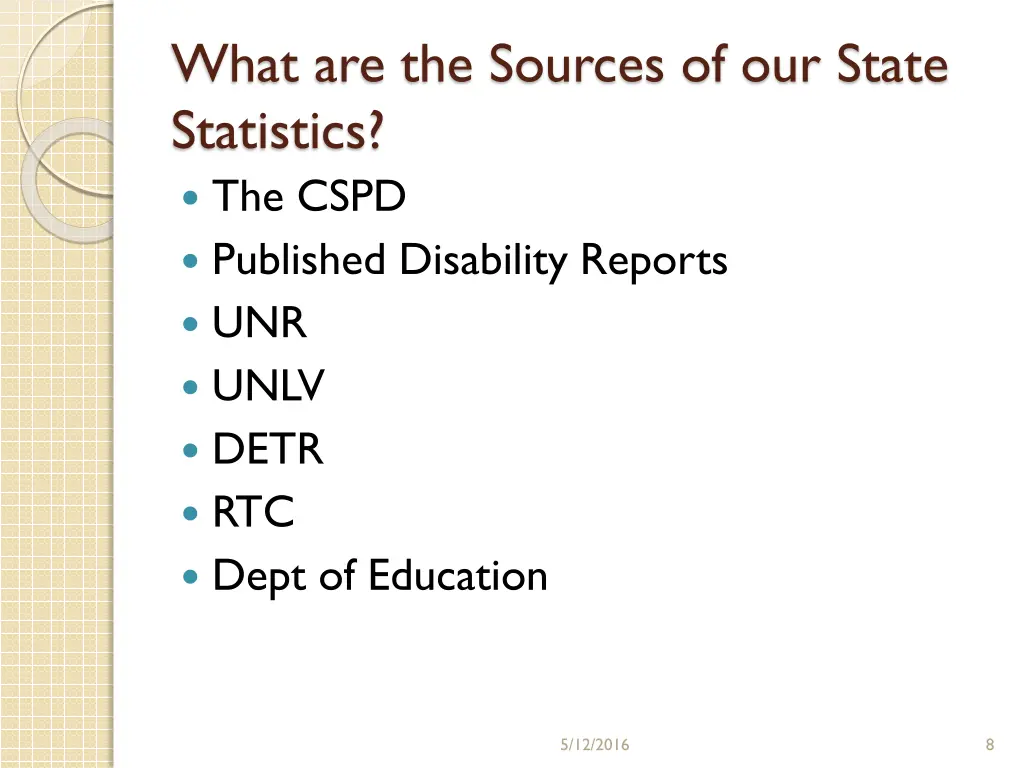 what are the sources of our state statistics