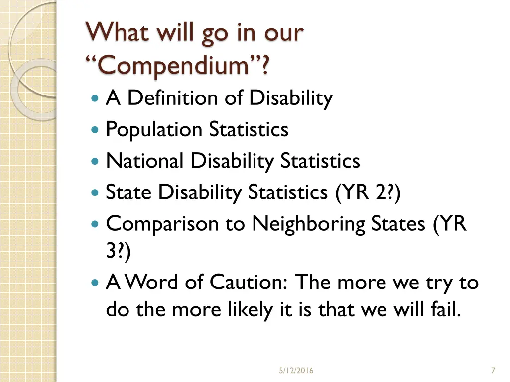 what will go in our compendium a definition