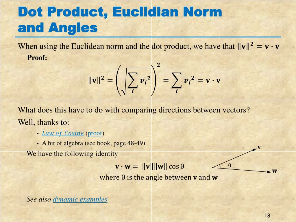 dot product euclidian norm dot product euclidian