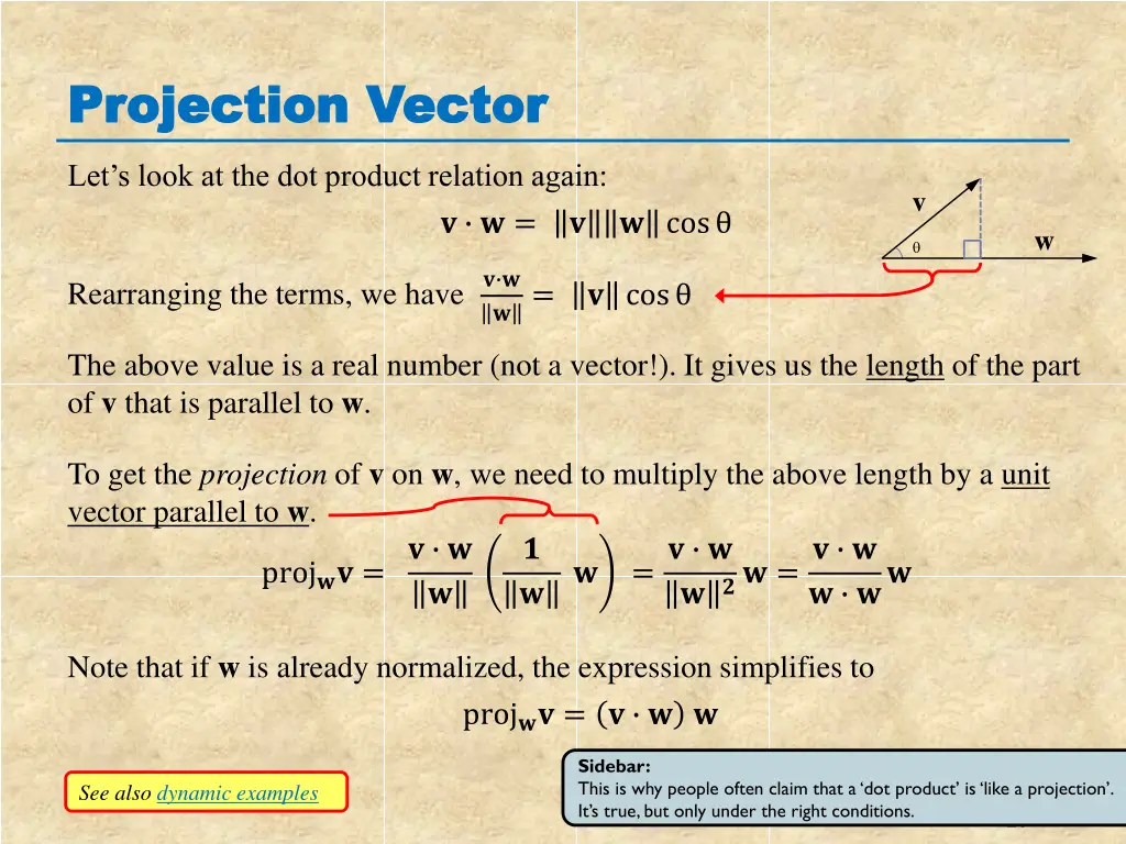 projection vector projection vector