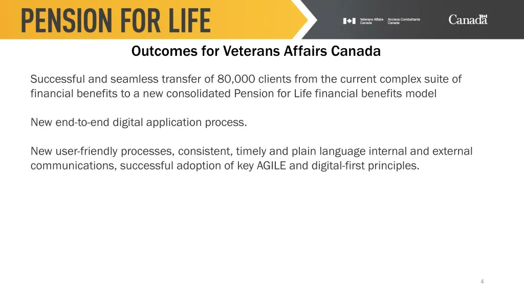 outcomes for veterans affairs canada