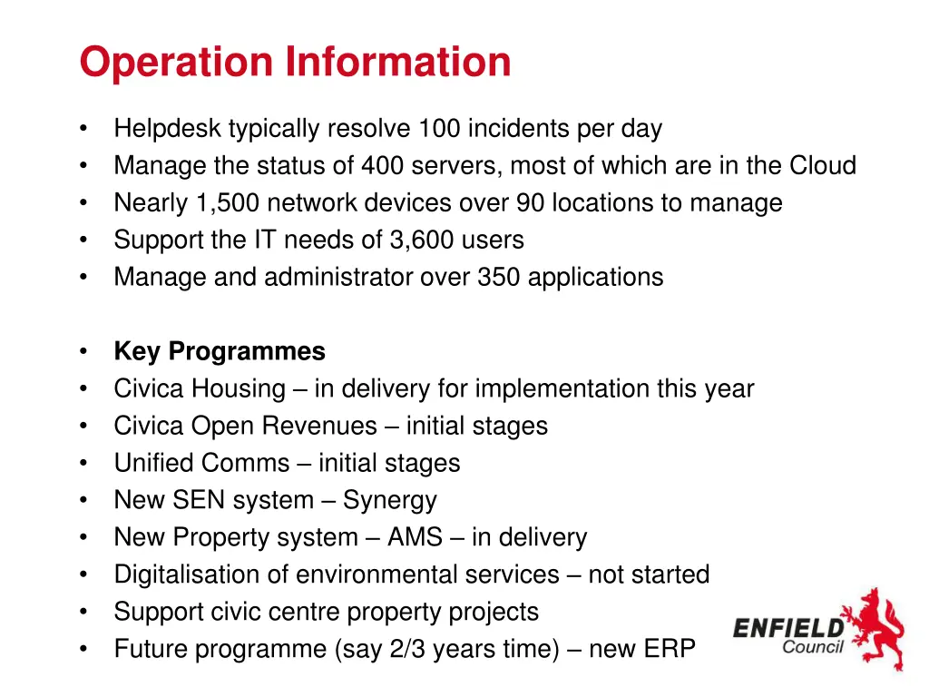 operation information