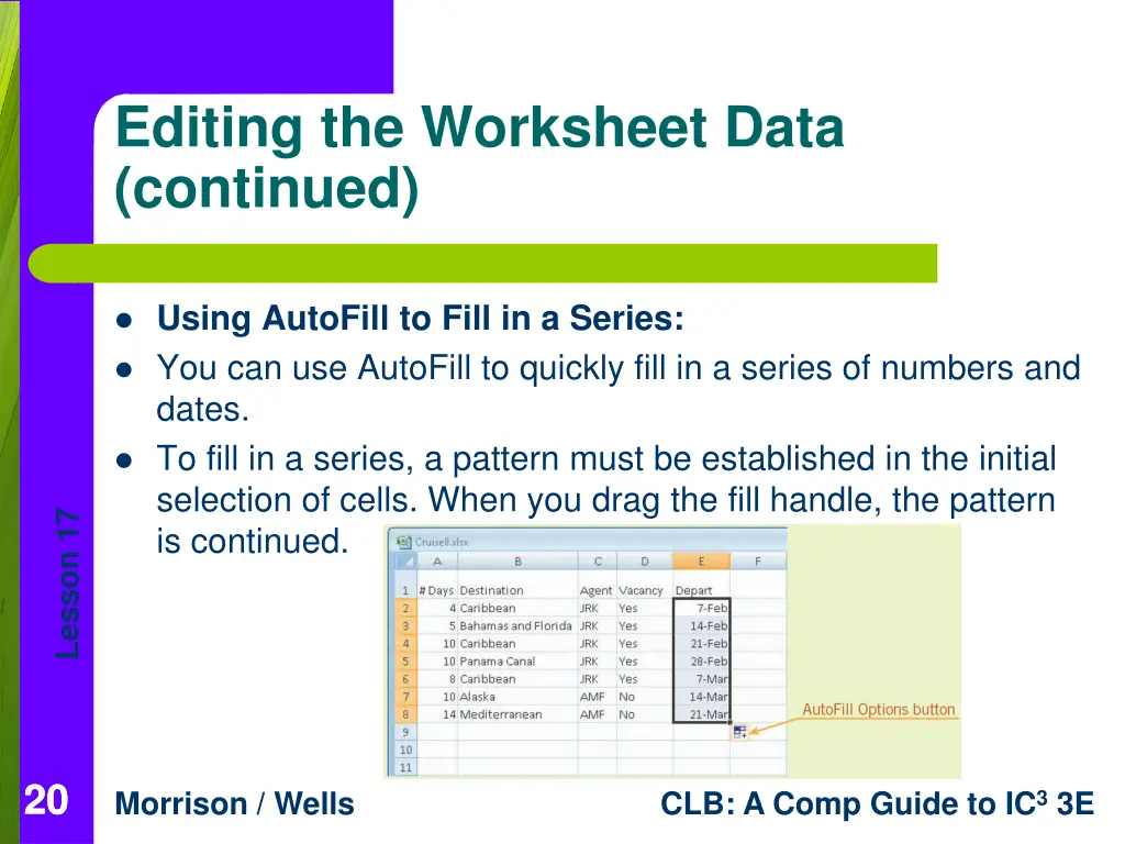 editing the worksheet data continued 1