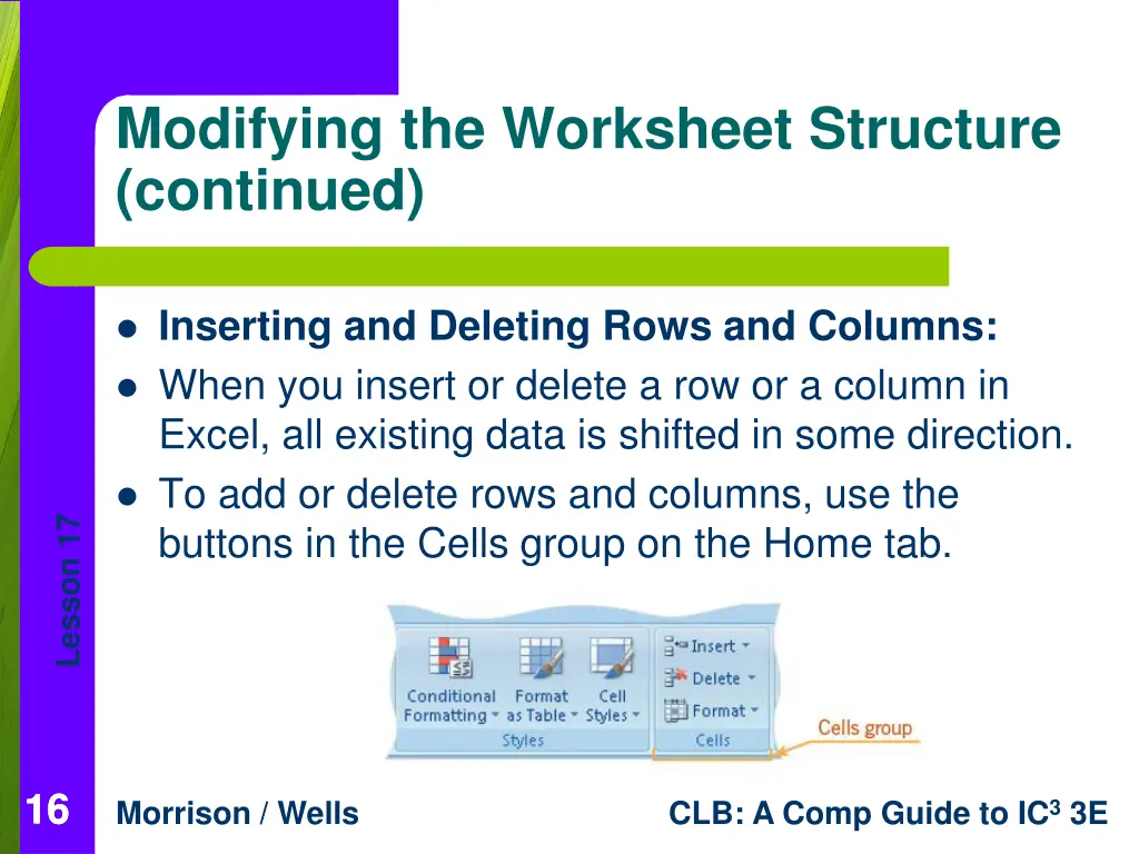 modifying the worksheet structure continued
