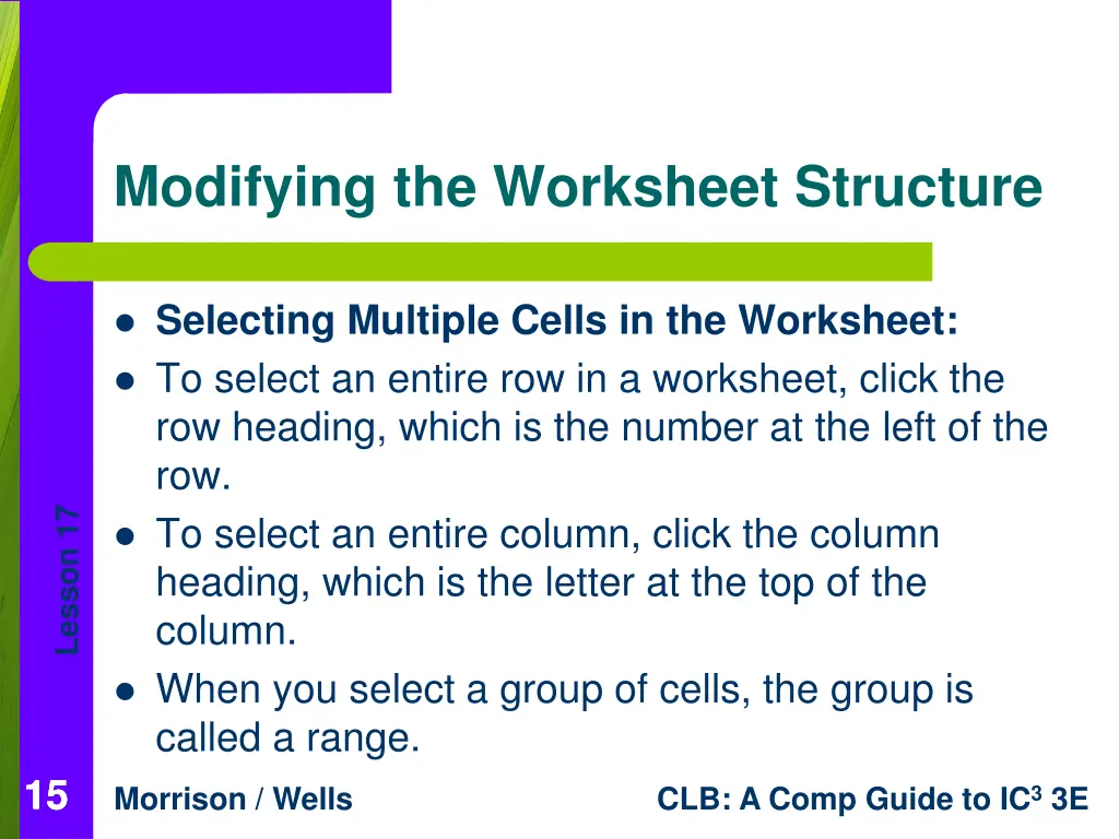 modifying the worksheet structure