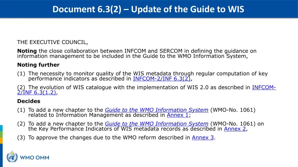 document 6 3 2 update of the guide to wis