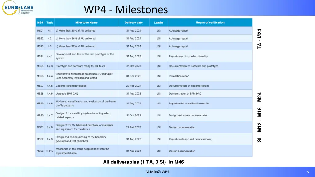 wp4 milestones