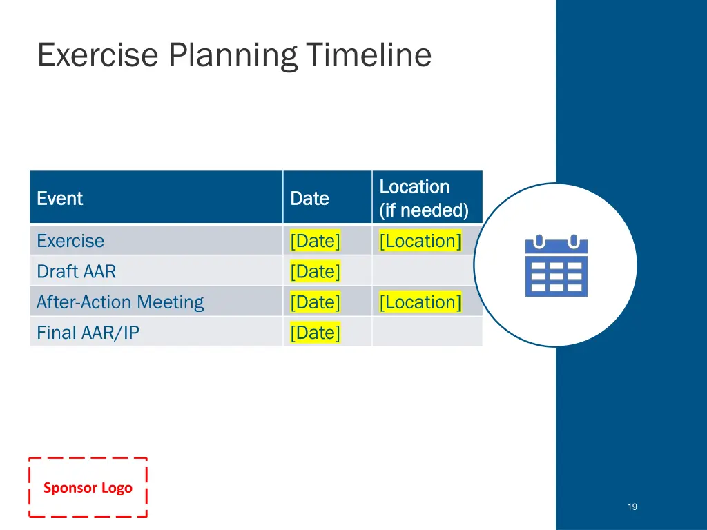 exercise planning timeline