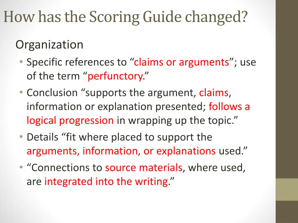 how has the scoring guide changed 2
