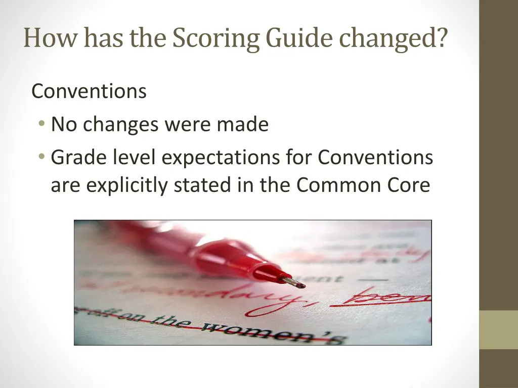 how has the scoring guide changed 4