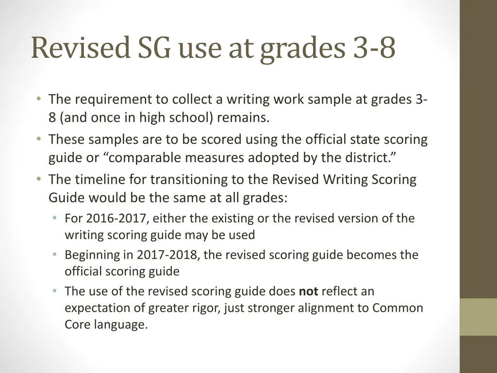 revised sg use at grades 3 8