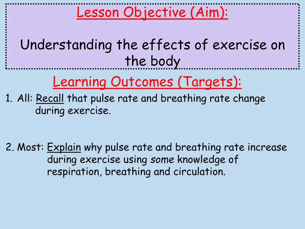 lesson objective aim