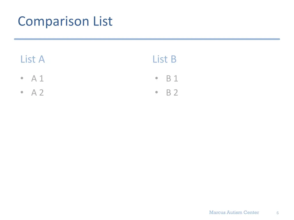 comparison list