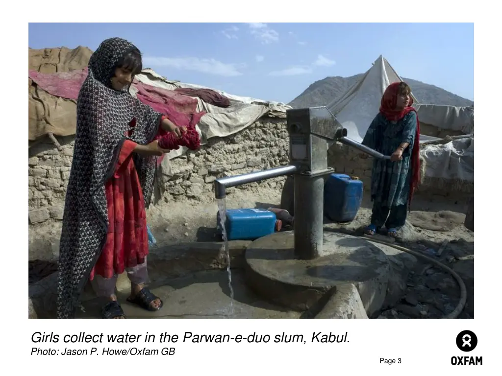 girls collect water in the parwan e duo slum