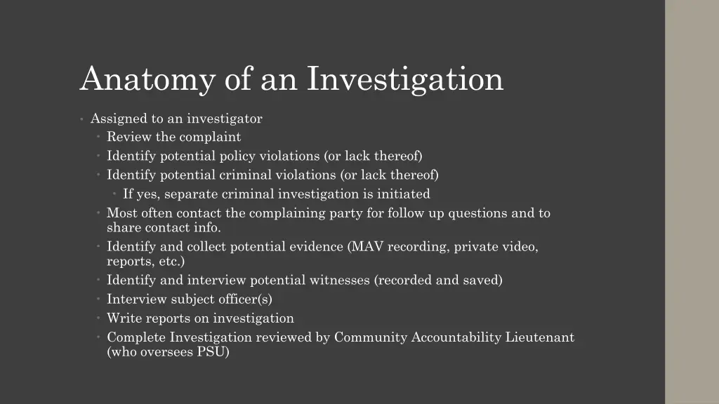 anatomy of an investigation